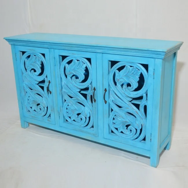 Индийский ручной резной буфетный шкаф буфет Джодхпур работы с античной резьбой из Джали