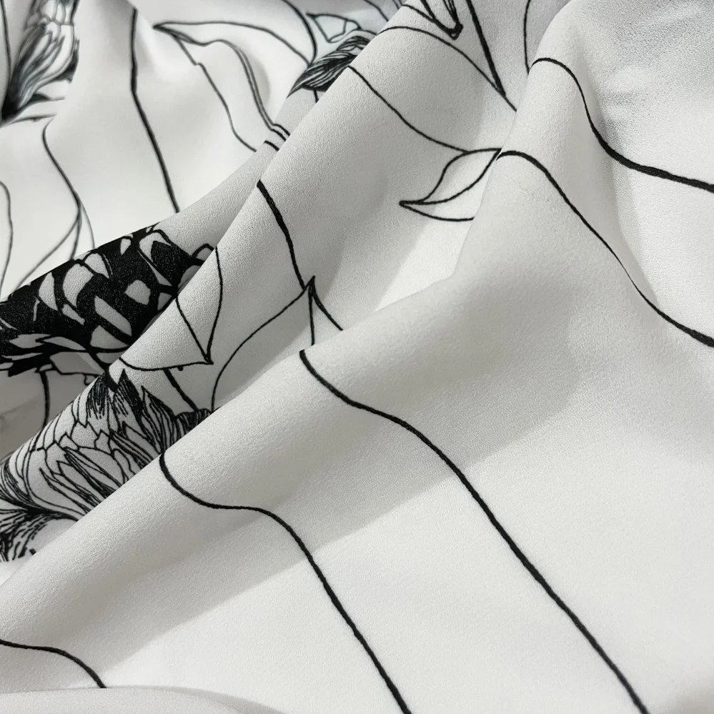  Изящные черно-белые цветы с рисунком ручной работы в полоску 110 г 100% полиэстер шифоновая ткань цветком для верха