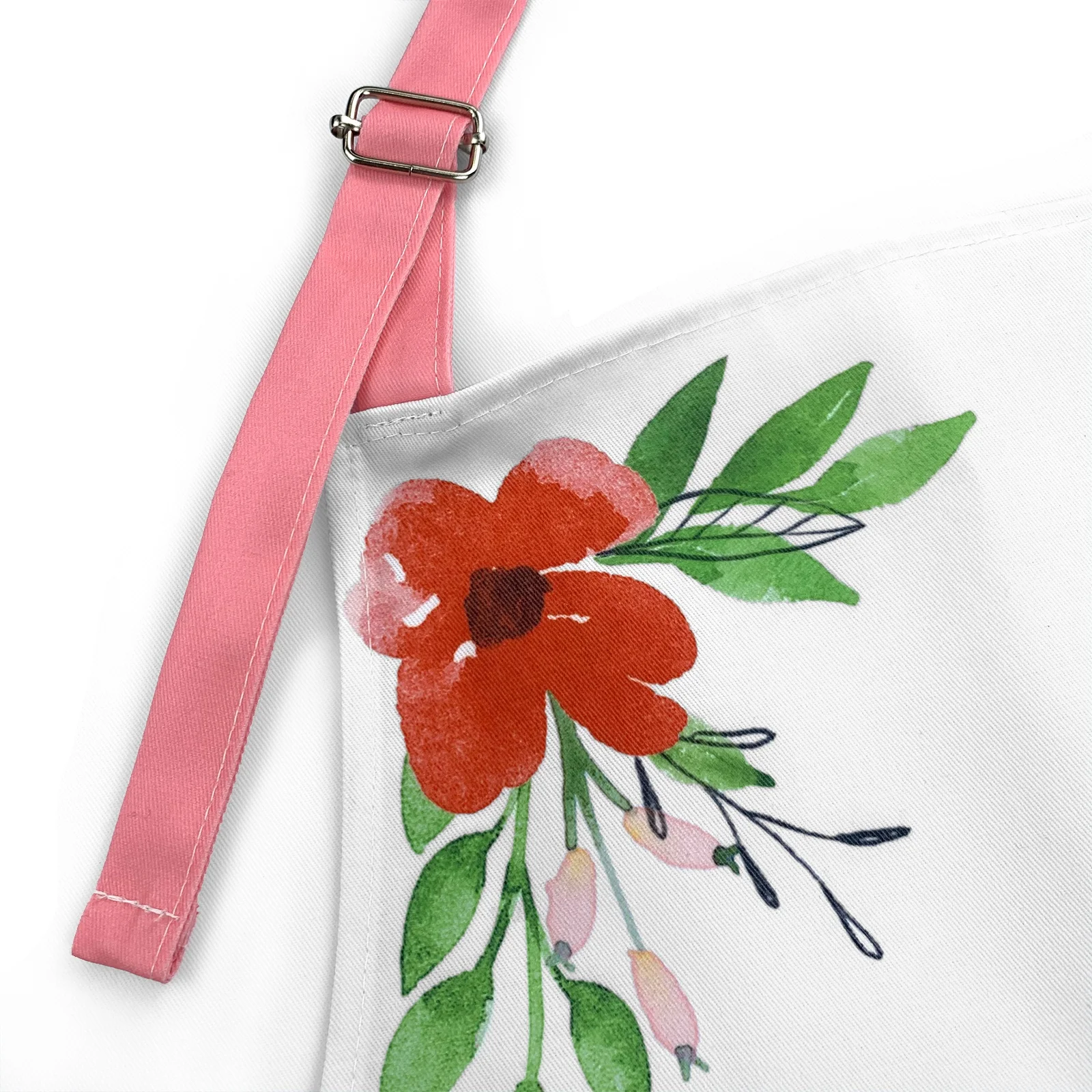 Orange and pink printed flower garden 100%Polyester cute apron