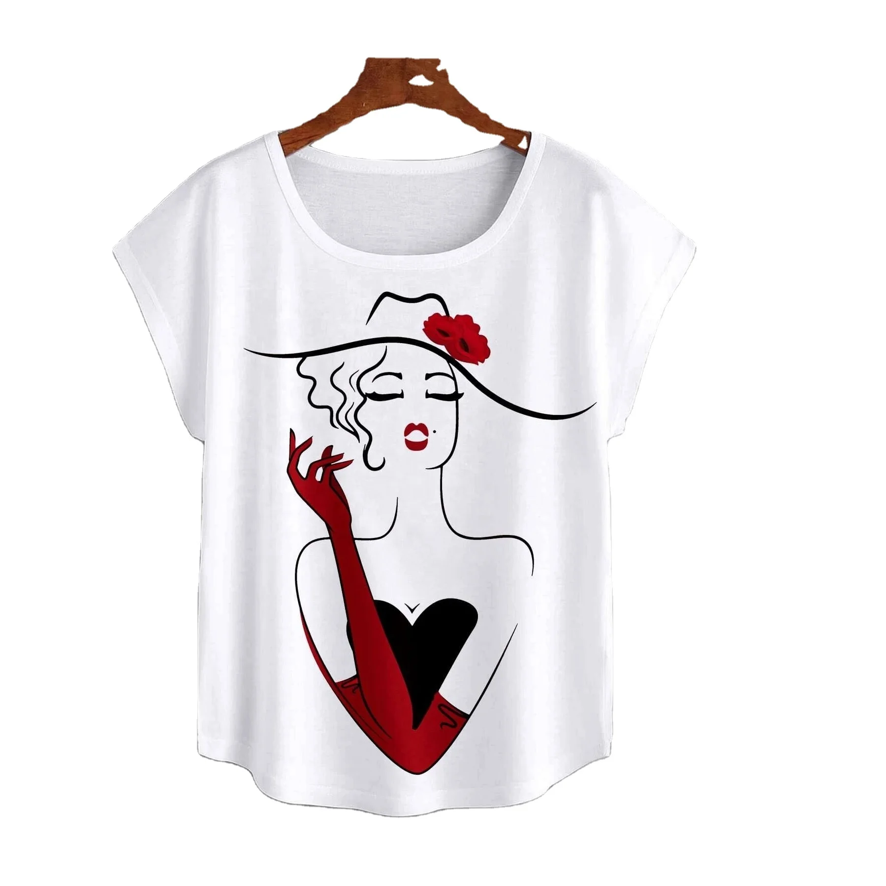 100 cotton White Graphic tees for Women Trendy custom Digital printed Loose fit Casual wear Ladies t-shirt