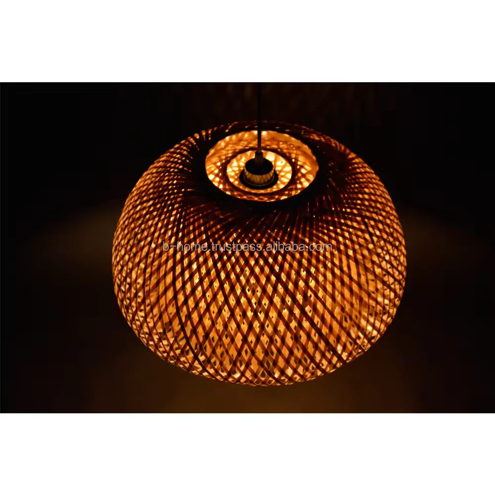 Handmade in Vietnam Wicker Crafts Hanging Lamps Rattan Pendant Light Bamboo Weaving Lamp Handicraft