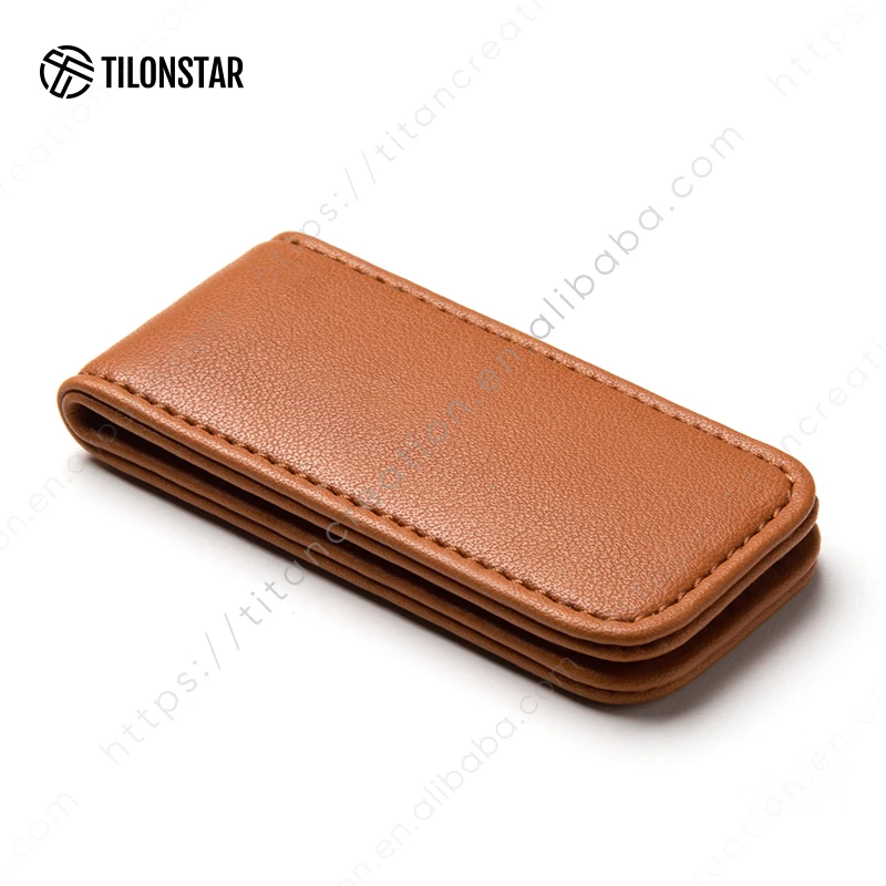 TILONSTAR TMC101 Custom Logo Leather Money Clips Business Men Leather Magnetic Cash Holder