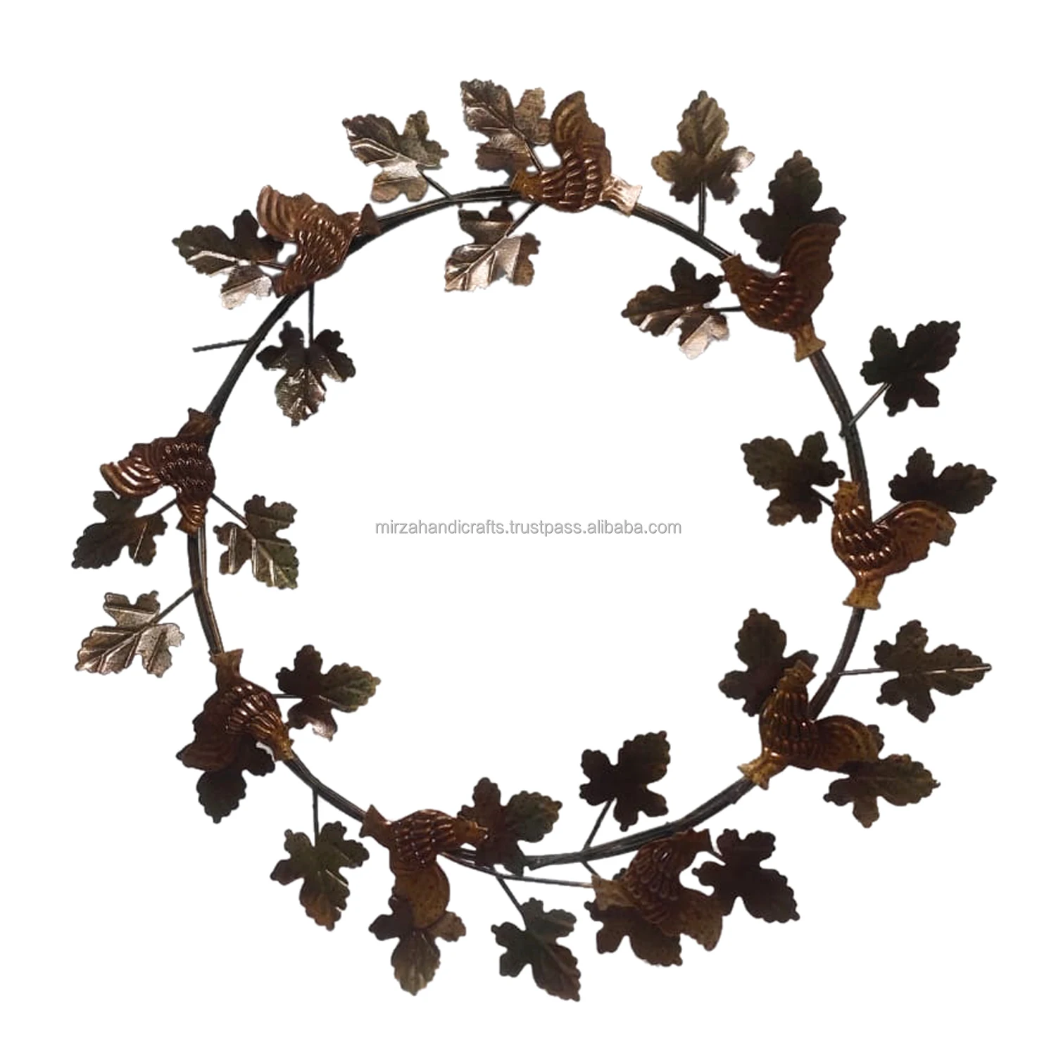 Wholesale Green Leaf Garland Door Wreath Wedding Decoration with Colored Artificial Plastic Metal Greenery Colorful Wreaths