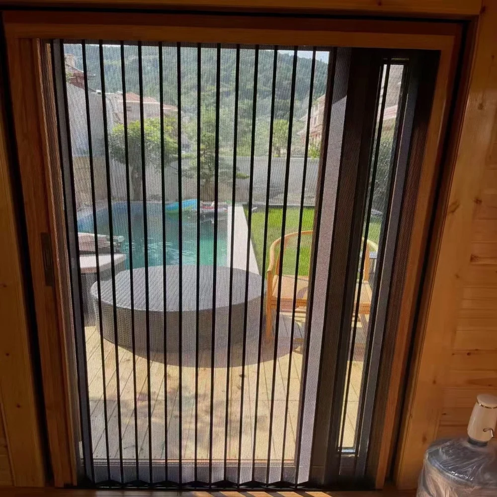 Asian  Design Retractable Fly Retractable Screen Door Tear Proof  Bug Proof Screen Sliding Window