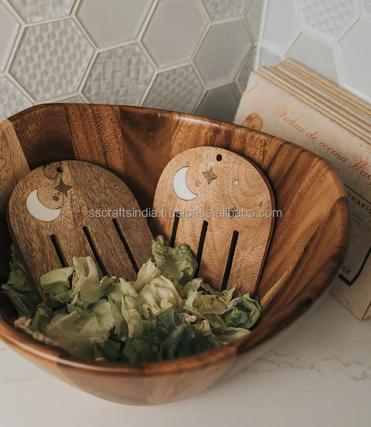 Luxury wooden salad spoon hand Handmade Salad Servers/Tableware cutlery Salad Hands spoon for sale at good price Made In India