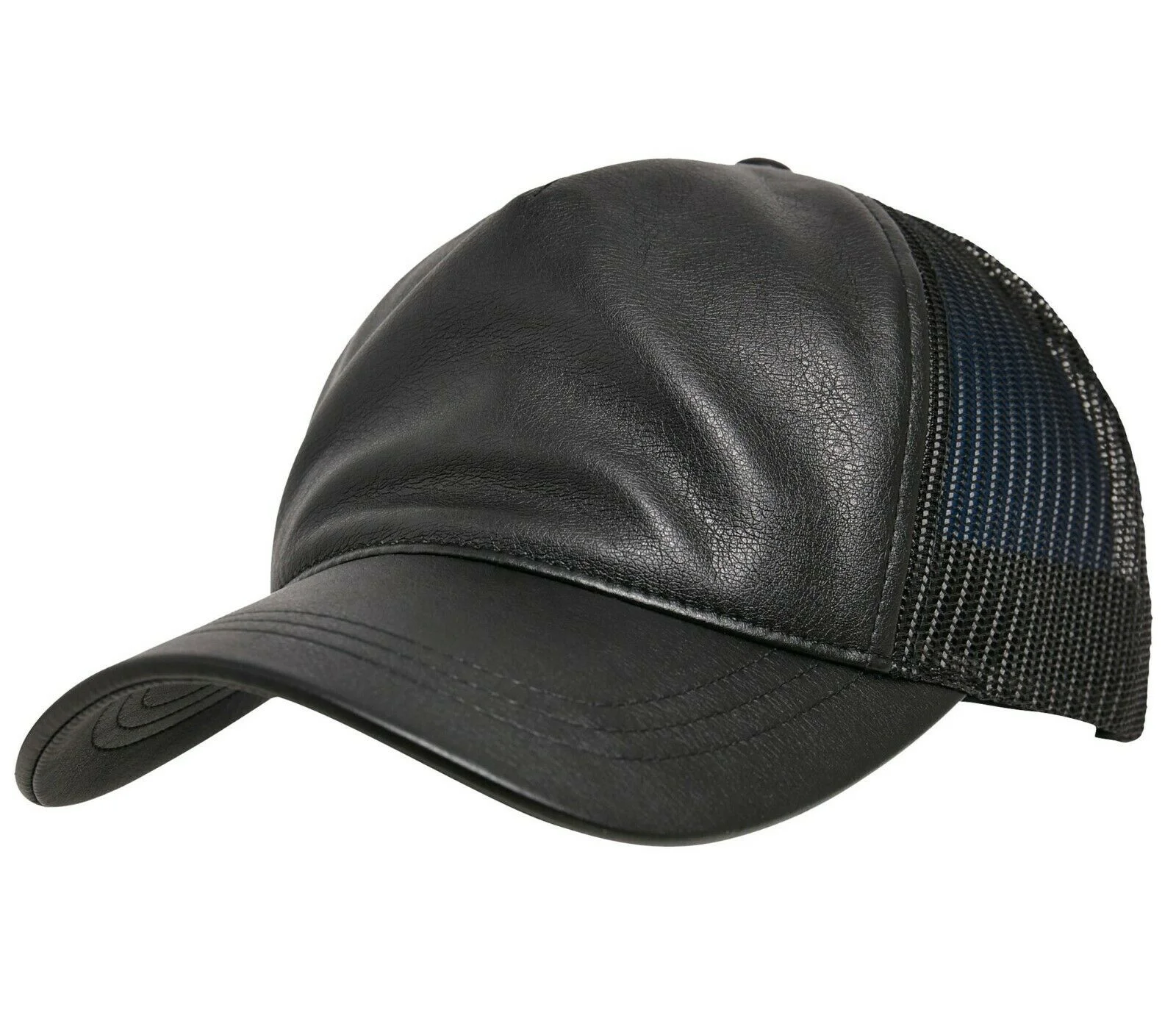100% Sheepskin Unisex Leather Trucker Cap With Mesh Plain Baseball Black Golf Era Peak Hat Adjustable Strap