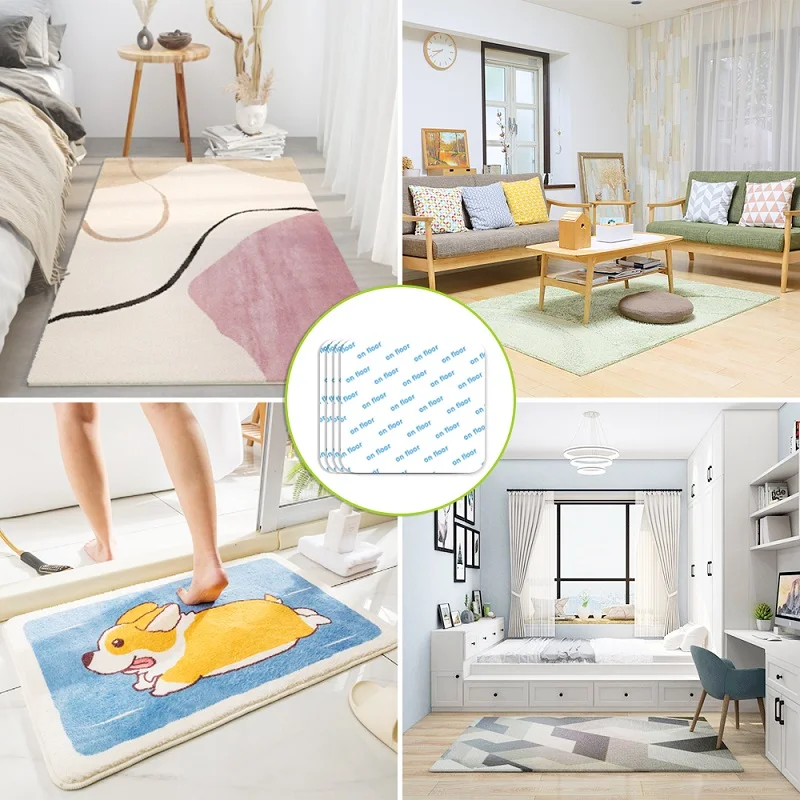 4Pcs Reusable Anti-Curling Carpet Gripper Vacuum Tech Anti-Slip Rug Grips Washable Rug Pads & Protectors to Keep Rug in Place