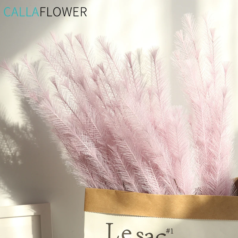 MW09914 New Design Artificial Feathered Grass Plant White Flower Hairy Straw For Christmas Picks