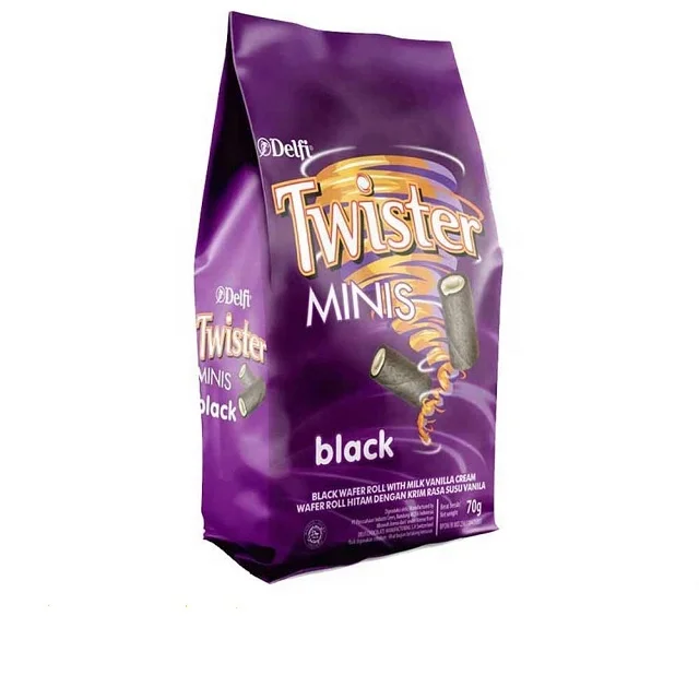 Delfi Wafer Stick Twister Mini Black Vanilla Choco Wafer Roll Twister