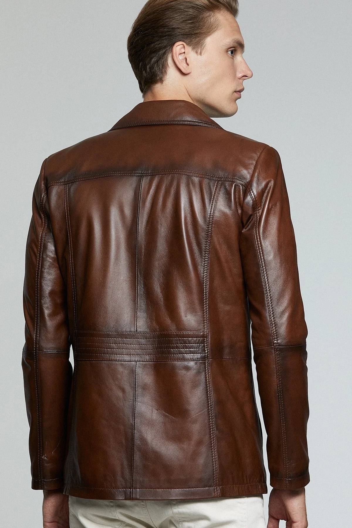 Классическая винтажная коричневая мужская кожаная куртка модный дизайн байкерская для мальчиков из натуральной кожи блейзер мужчин