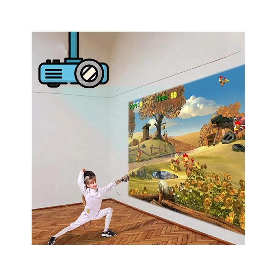 Interactive Wall Projection With 3D Projector Games for Kids Educational System Interact Art Installation Video Display Exhibit