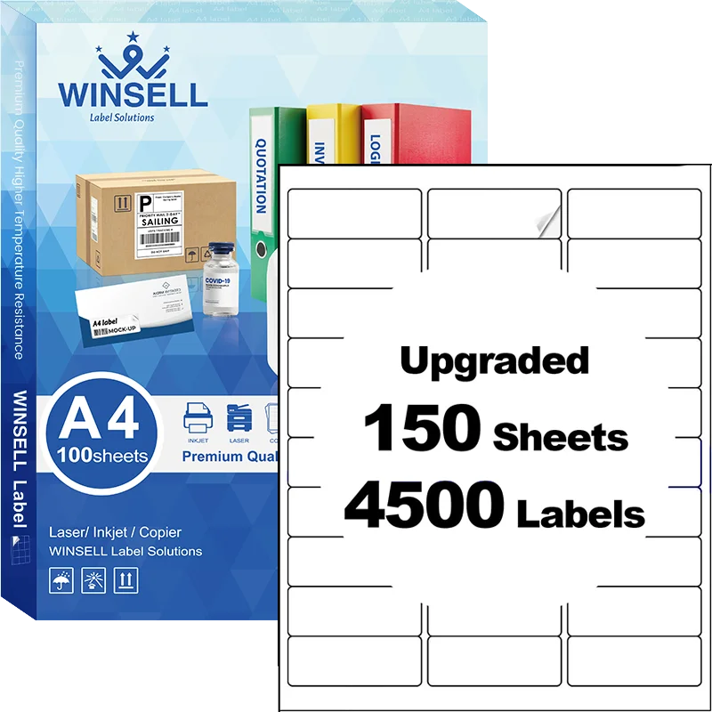 White Square Sticker Direct Transparent Glossy Paper Sailing Labels A4 Sizes For Thermal Printer