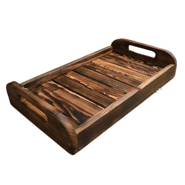 Indian Handicraft Wooden Rectangle Serving Tray With Handle