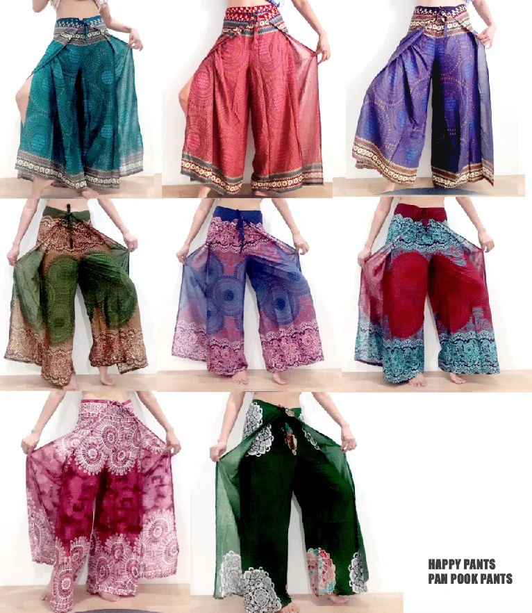 Mandala Print BOHO Harem Wide Legs Pants Gypsy Yoga Belly Dance Art Fisherman Skirt Maxi Sarong Wrap Tie Pants