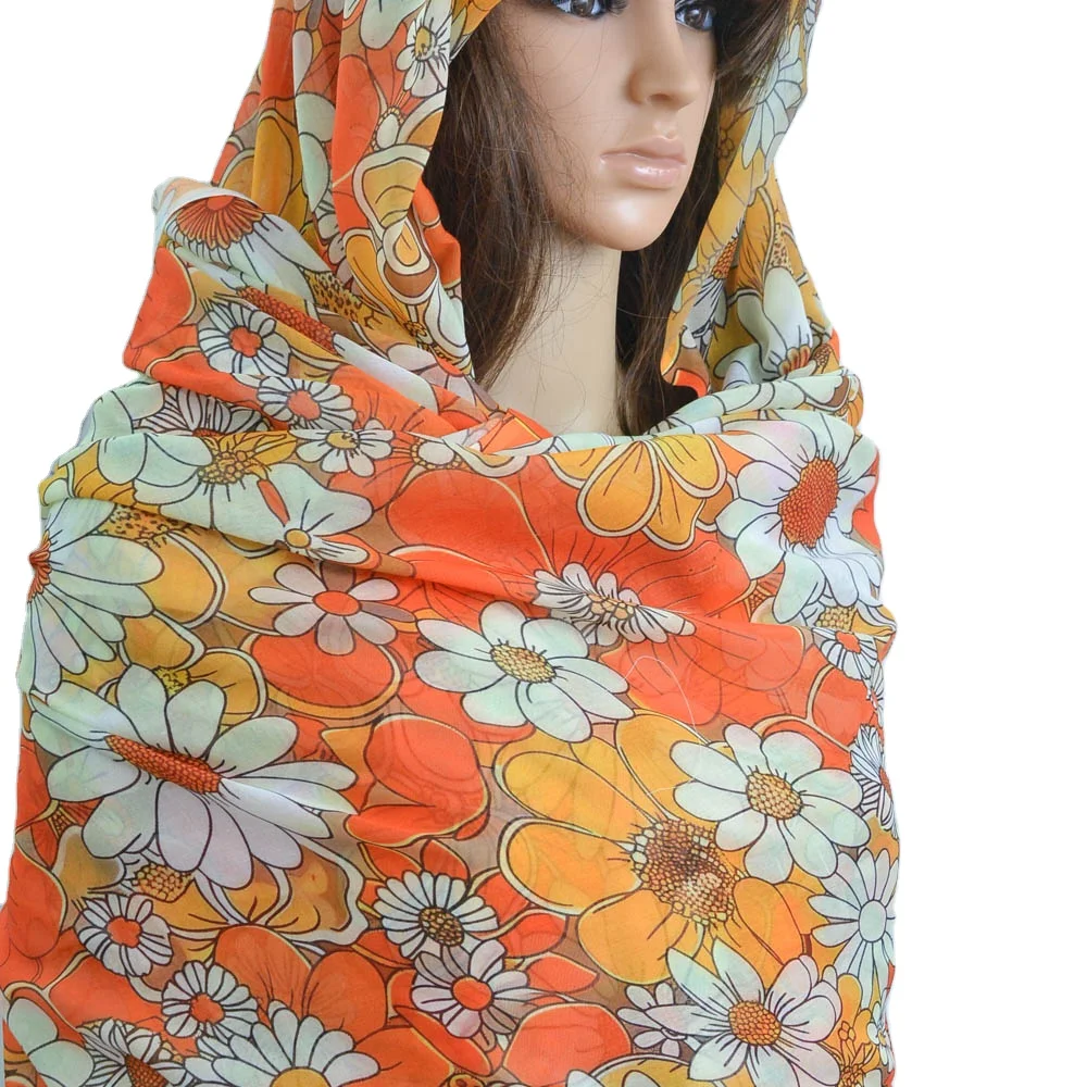 Somali Dirac Voile Abaya Dubai Sudanese Toub на заказ цифровая печать поли Rattiester поли Ratti вуаль с цветочным принтом для невесты