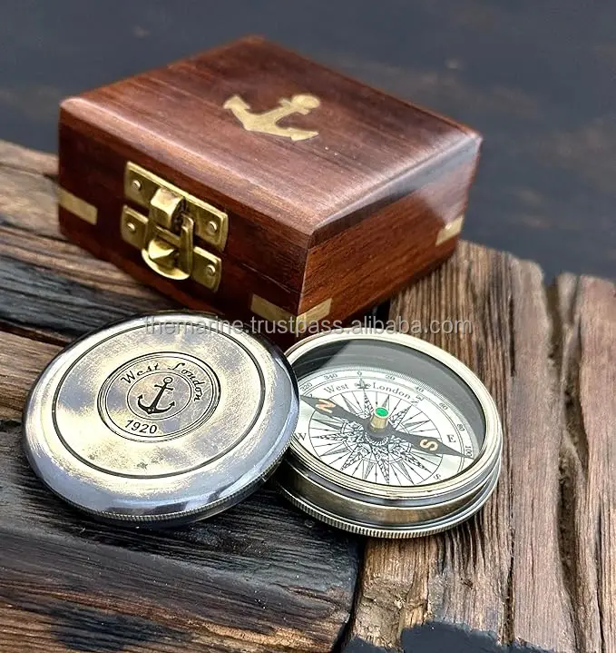 Brass Compass with Wooden Box Engraved Scripture Compass Religious Gift  Baptism Confirmation Graduation Gift