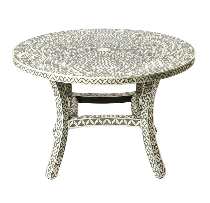 Modern Luxury Vintage Antique Royal Living Room Hills Bone Inlay Wooden Console Table