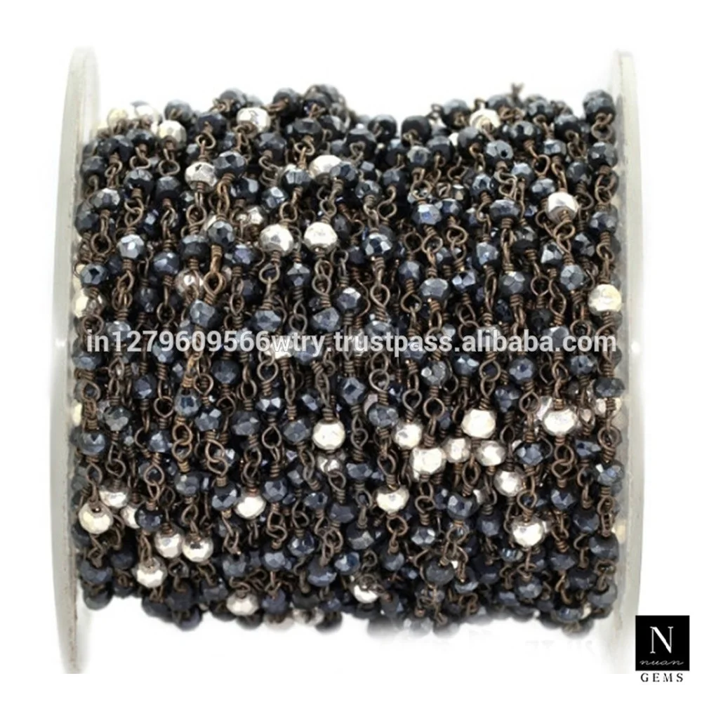 Black Plated Brass Rosary Chains Roll Charms Wire Wrap Link Rosary Beads Chains Roll For Jewelry Making Handmade Jewel Wholesale