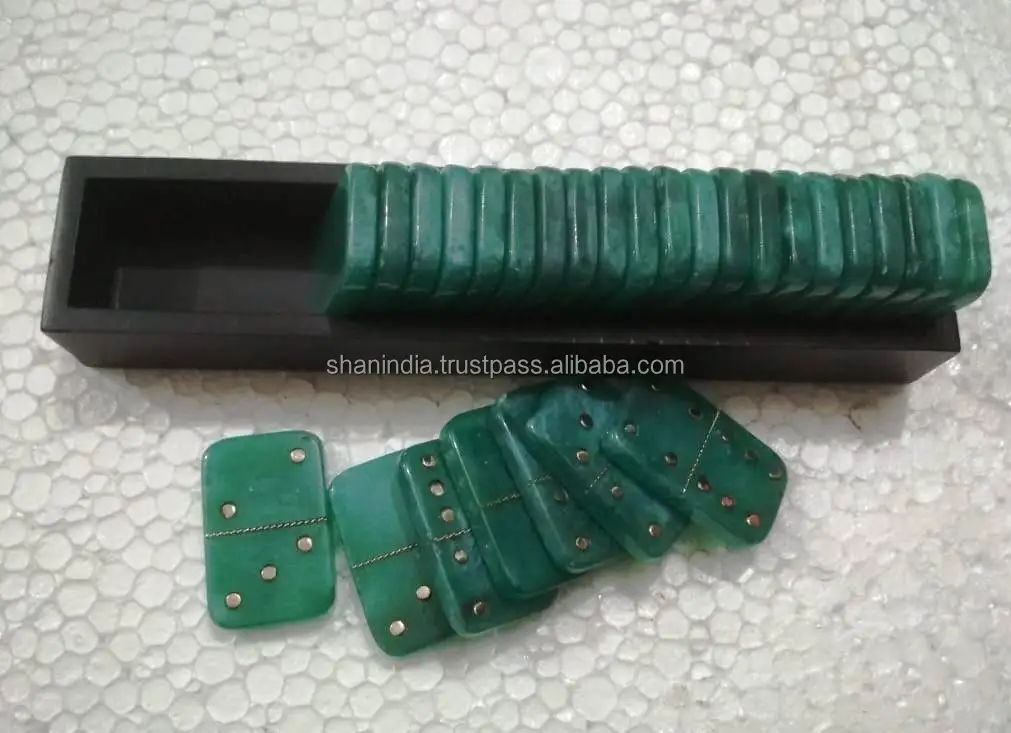 High quality Educational Entertainment handmade Resin 28 chips and tray Domino Games for Kids and Adults