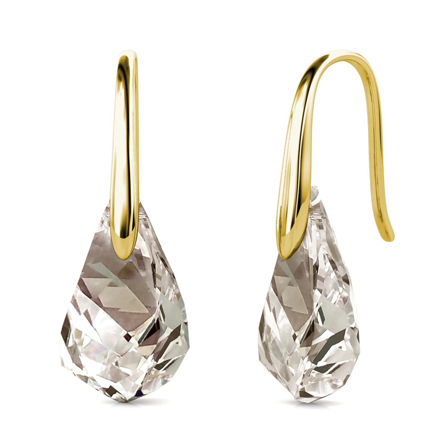 Hypoallergenic S925 Gold Plated Dangle Drop Irregular Shaped Raw Rhinestone Crystal Hook Earrings For Women Destiny Jewellery
