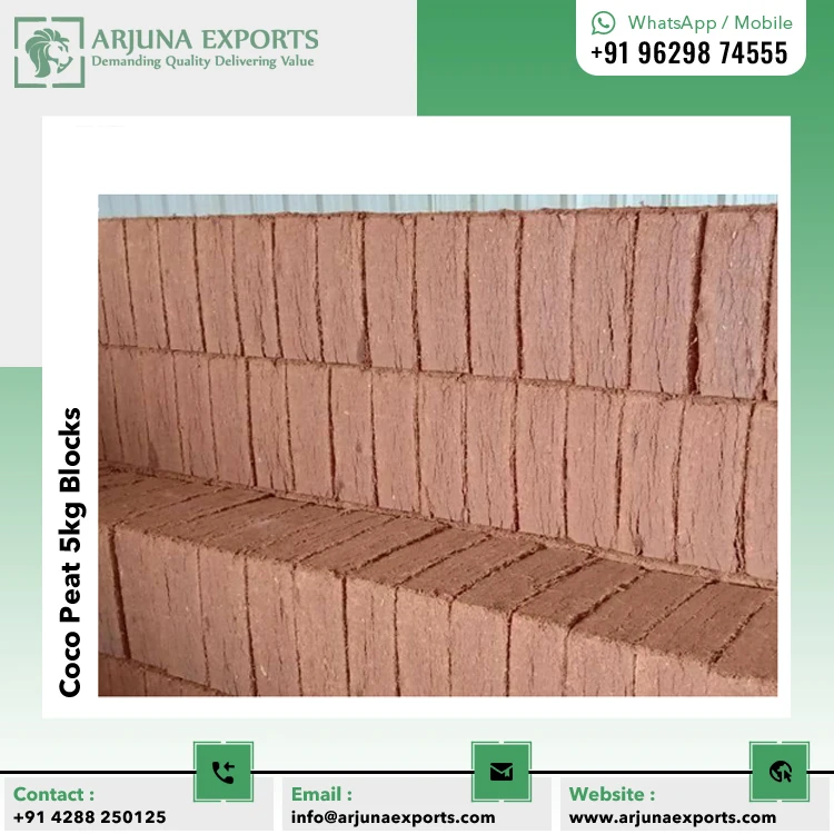 Supplier of High Quality Bulk Quantity Coco Coir Peat Coco Pith 5kg Block For Seedling Nurseries And Greenhouse Growers