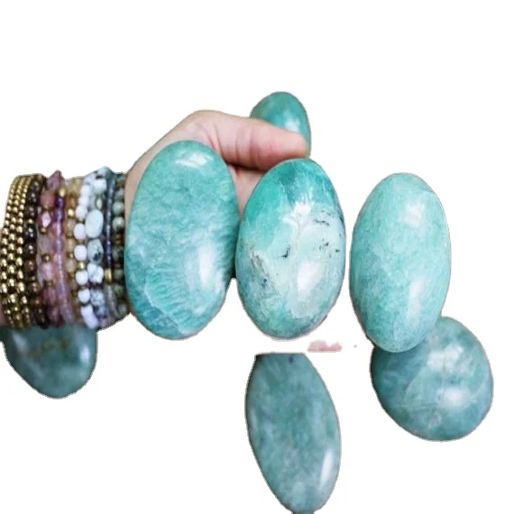 WHOLESALE NATURAL  CRYSTAL AMAZONITE  PALM STONE: GEMSTONE NATURAL PALM STONE BUY FROM SKY AGATE EXPORT