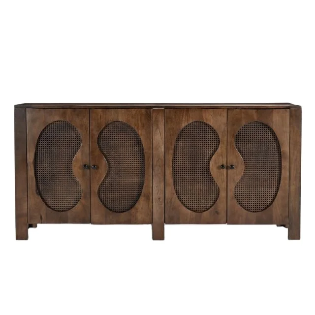 Cabinet Buffet Sideboard For Dining Living Room Designer Bar Cabinet With Wine Rack & Open Doors Wine Furniture