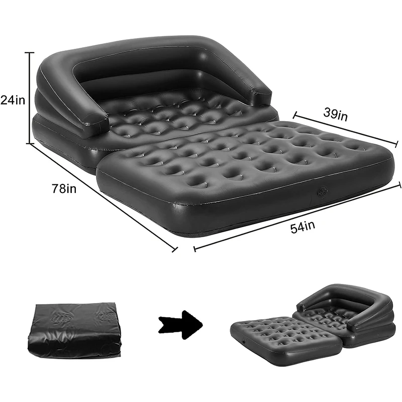 Modern Indoor-Outdoor Inflatable Chaise Longue Sofa Bed Reclining Foldable Storage-for Living Room Bedroom Dining Hotel Outdoor