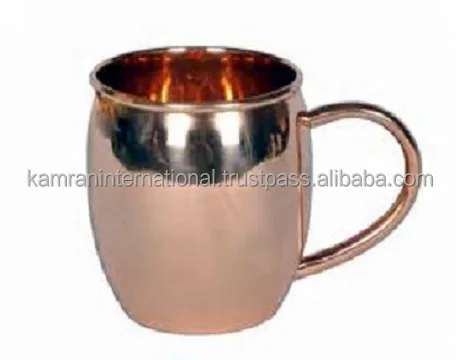 BPA FREE 100% COPPER CYLINDER SHAPED MULE MUG WITH COPPER HANDLE HANDCRAFTED COPPER MUG