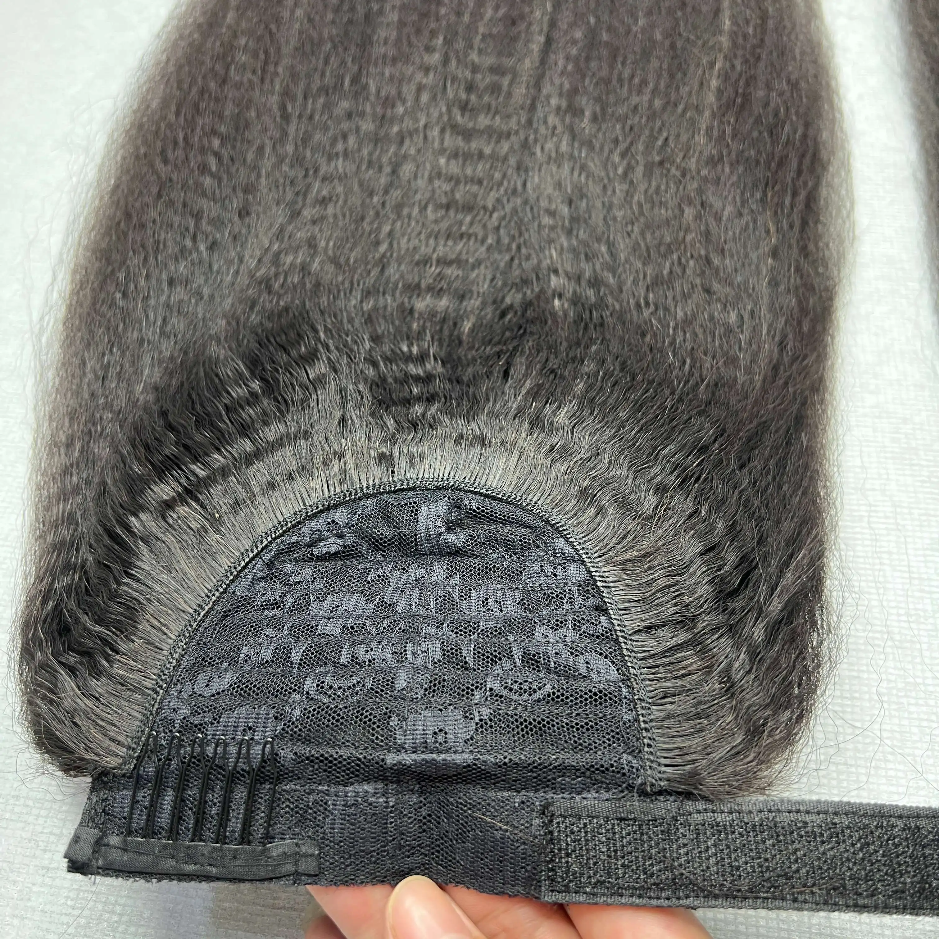 Brazilian Kinky Straight Human Hair Virgin Kinky Straight Hair Pony Tails 100% Unprocessed Yaki Straight Human Hair Extensions