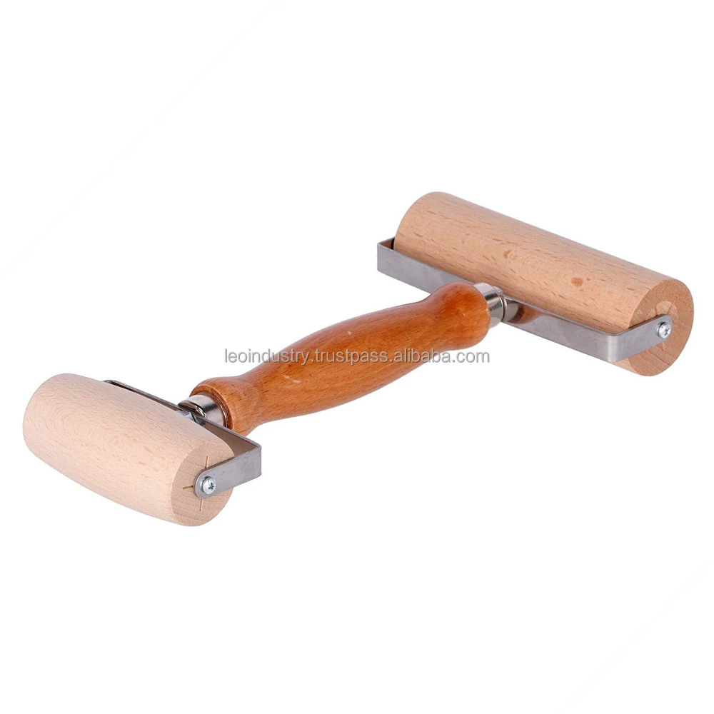 Ravioli cutter wooden rolling pin. Length cm 55