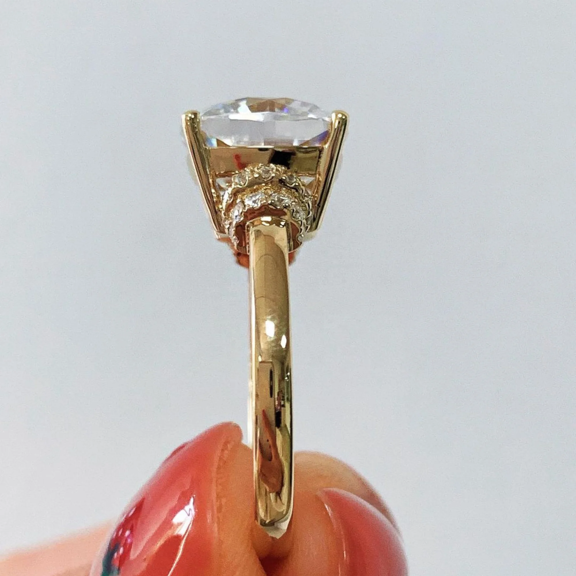 Moissanite Top Selling 3 Carat  Cushion Cut Engagement Original  Ring in 18k Yellow Gold Fine Jewelry Rings Wholesale