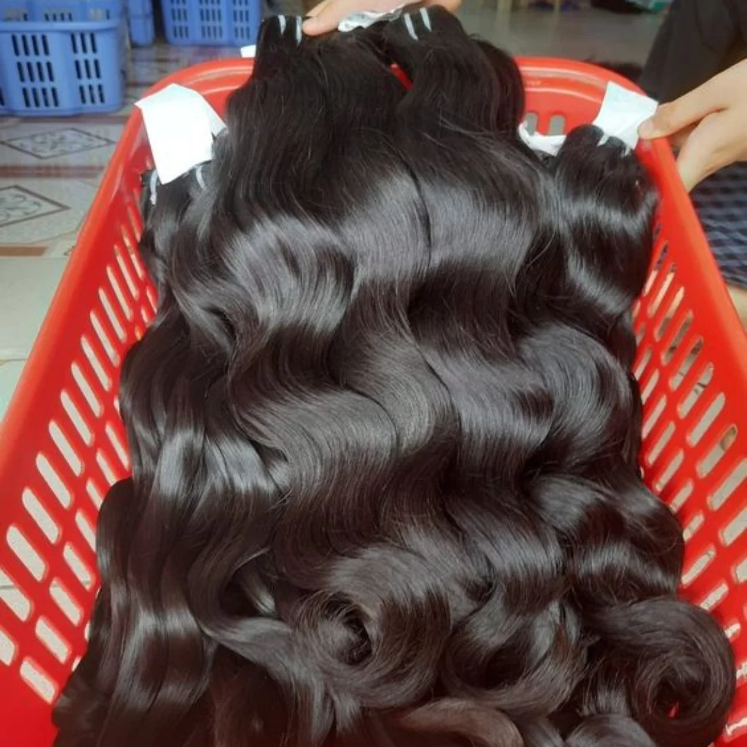 Super Sale Deep Discount on Bulk Order Body Wave Weft Raw Human Hair Extensions in Natural Black Bundle Format