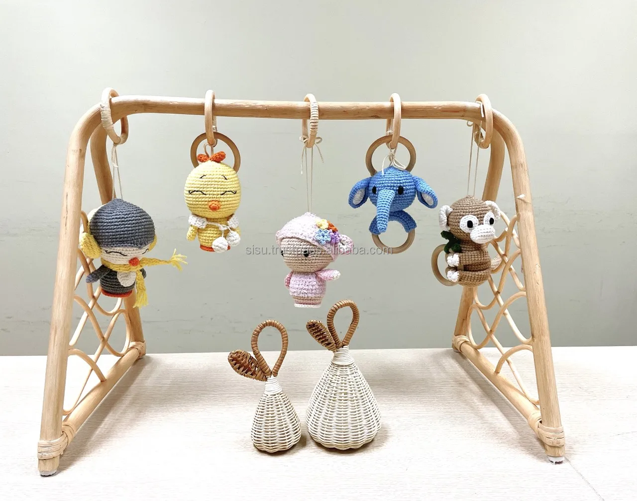 Ротанговый детский игровой тренажерный зал Монтессори с игрушками экологически чистые игрушки подвесная рама ротанговая мебель для детей декор Babycare