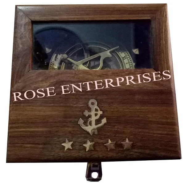 Nautical Vintage Brass Sundial Compass Working Compass With Solid Wooden Gifted Box Valentine Day Gift Gift For Husband