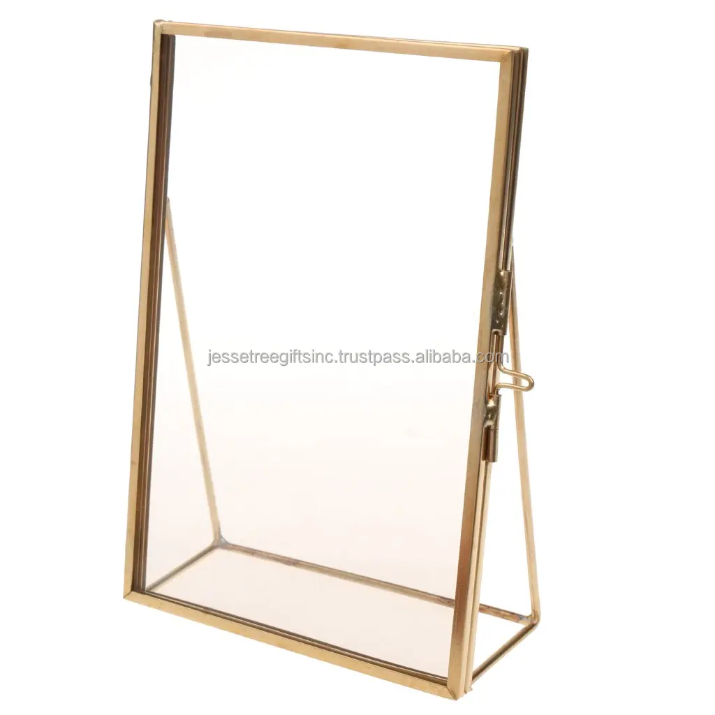 Metal & Glass Tabletop Photo Frame With Gold Powder Coating Finishing Rectangular Shape Excellent Quality For Home Decoration