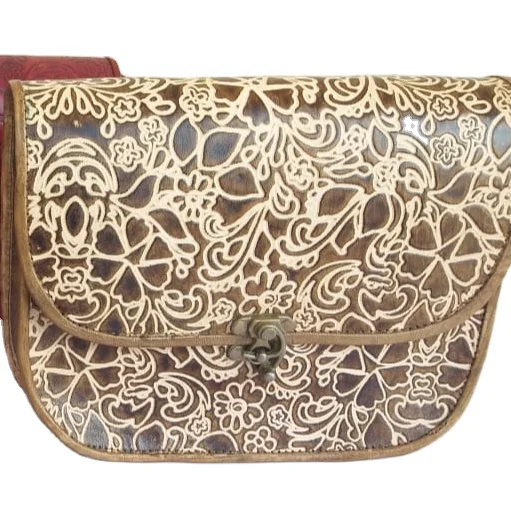 Fashion vintage style handmade leather slings bags crossbody bags with stone work designer handmade ladies bags