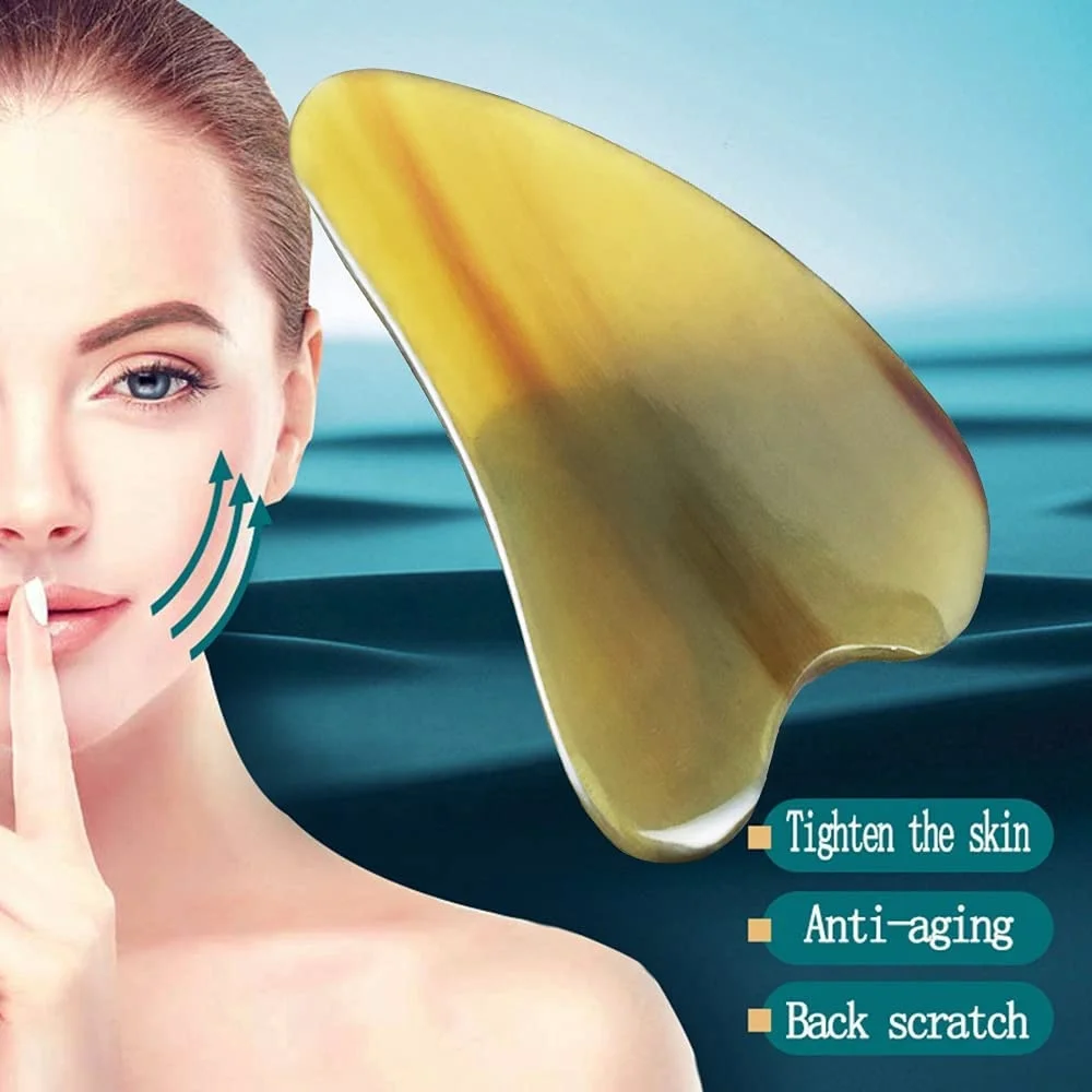 Buffalo Horn Plate Gua Sha Scraping Massage Tool Therapy Massage Stones Anti Aging Anti Wrinkle for Women By United Trade World