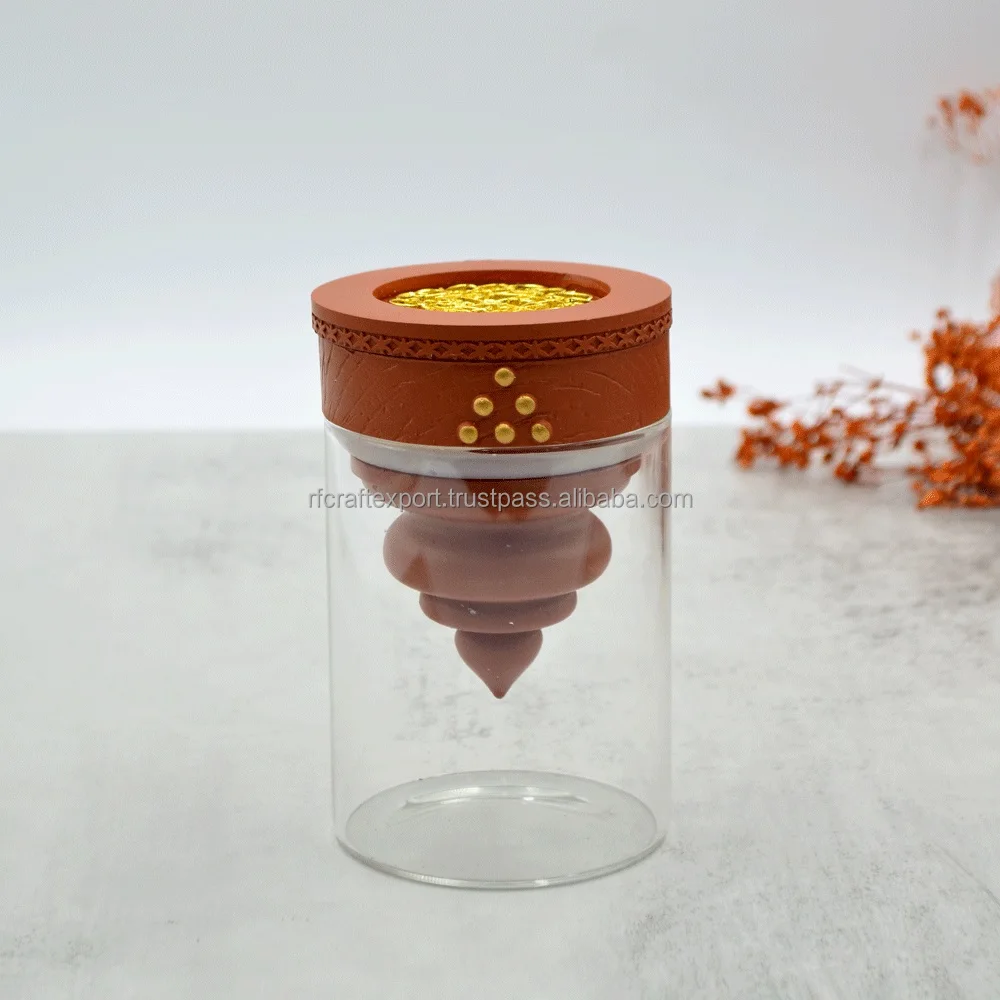 Arabic design Mabkhar Polish Finishing round  Shape brown  Acrylic  Wood Incense Burner censer for Home  eid Ramadan