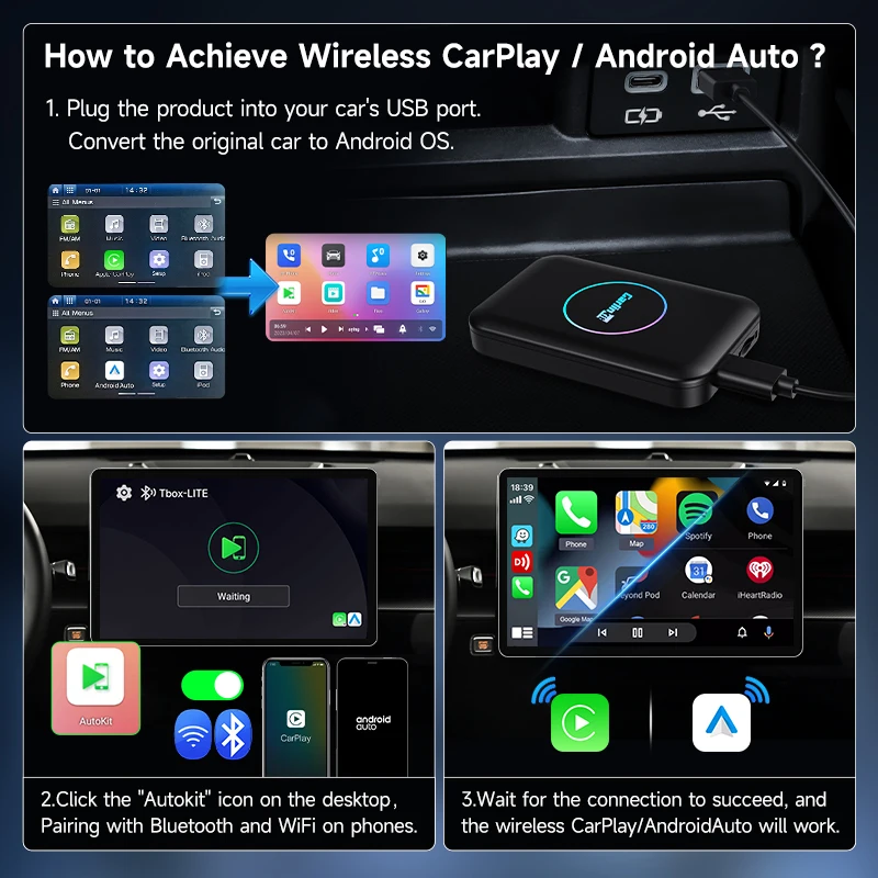 Carlinkit smart ai car play dongle android 10 ai android carplay wireless car radio android box carplay dongle