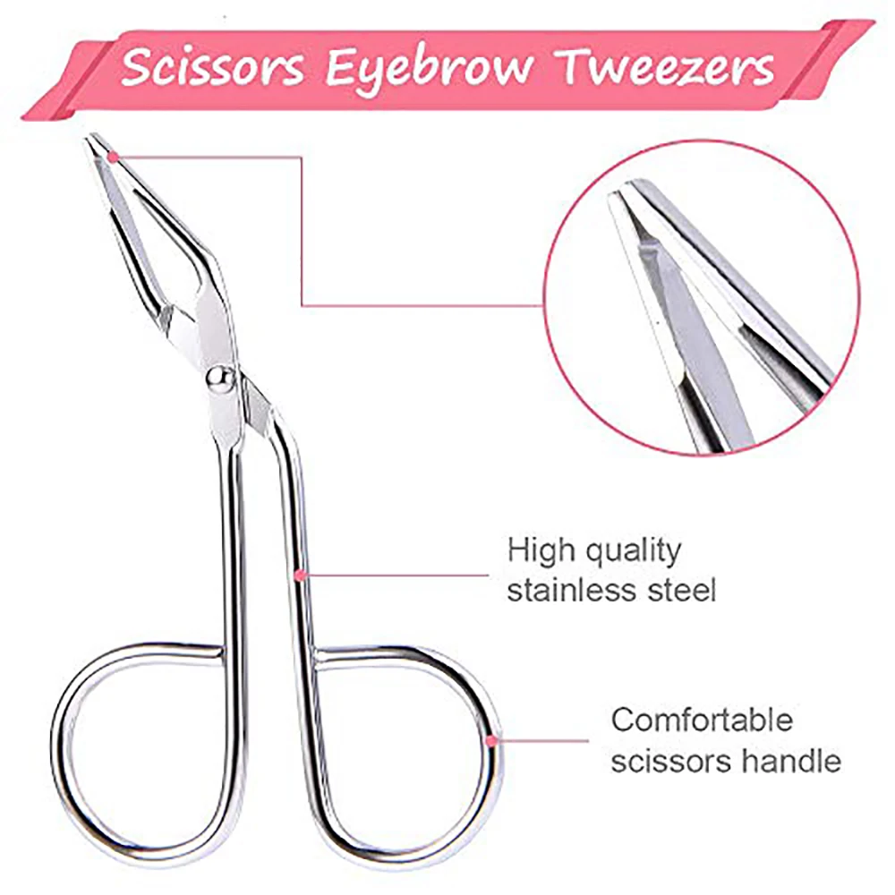 Customized Plucking Tweezers Scissors Type Plastic Handle Straight Tip