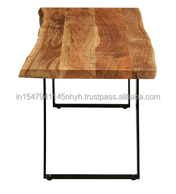 Vintage Industrial Acacia Wood Dining Bench Indian Jodhpur Solid Wood Iron Dining Bench Quality Luxury Dining Room Table