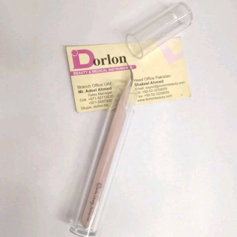 high quality custom logo metal eyelash tweezers With Plastic Tube Packing
