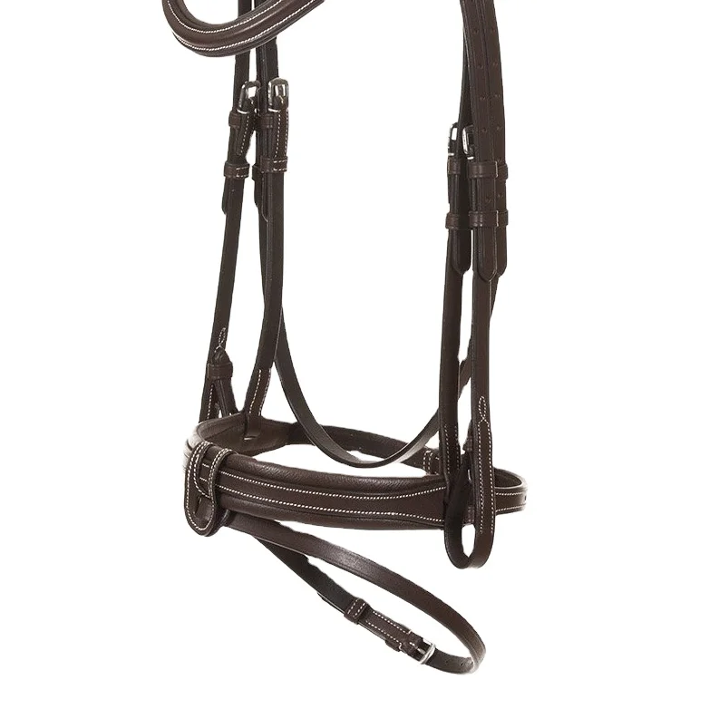 Top Quality Indian Leather Dressage Double Bridle with Flat Leather Horse Bridle for horse racing