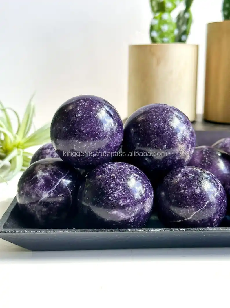 NATURAL HEALING CRYSTAL LEPIDOLITE SPHERE STONE SPHERE PURPLE AGATE BALL FOR REIKI HEALING MEDITATION SEMI PRECIOUS STONE SPHERE