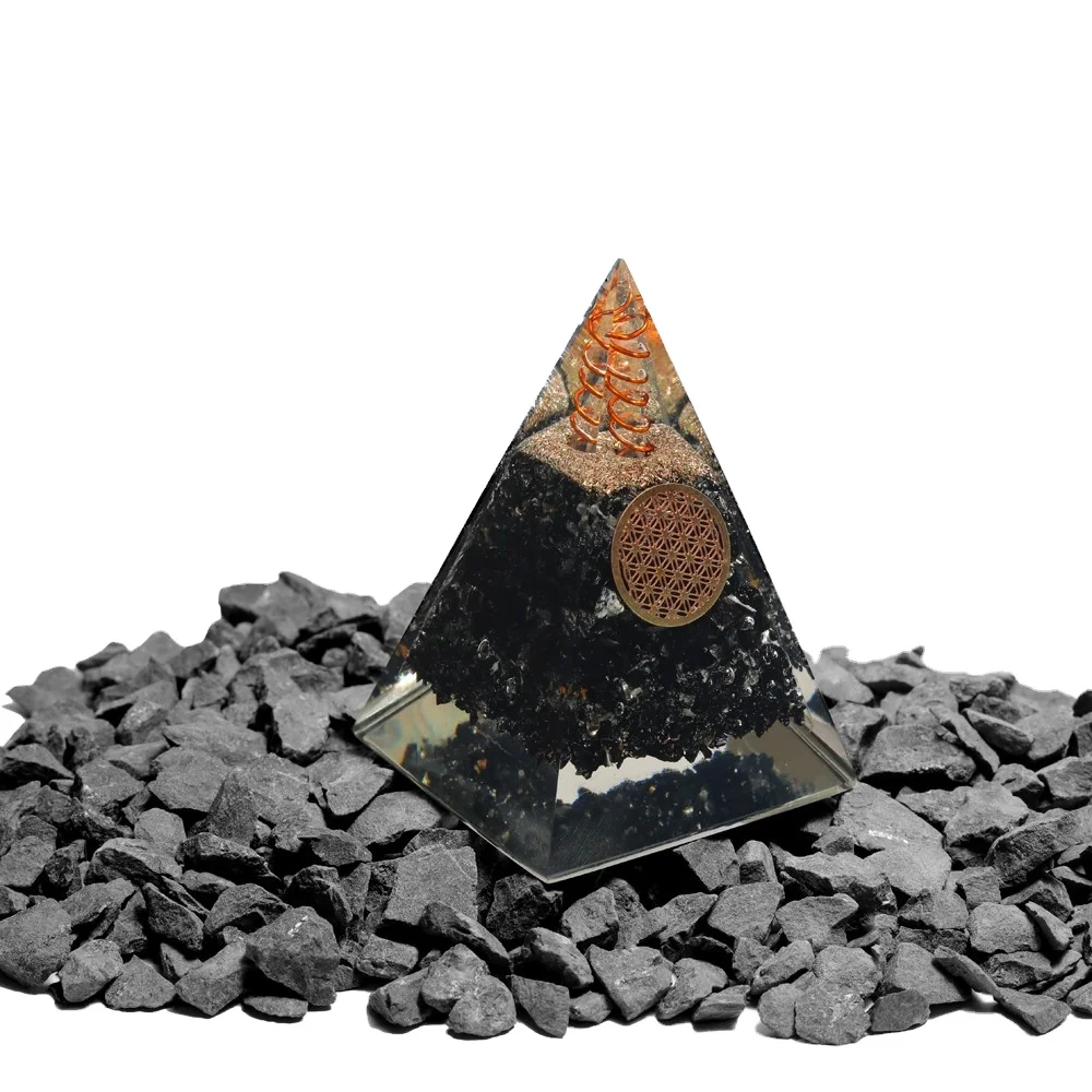Natural Healing Crystal Stone Seven Chakra Layer Nubian Orgonite Pyramid