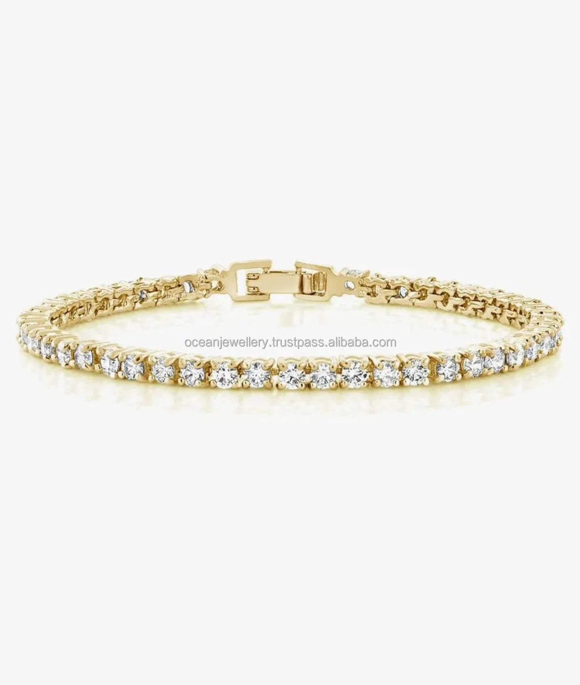 18k Gold Diamond Tennis Bracelet 7 Inches | Link Bracelet |Birthstone Jewelry | Gemstone Bracelet