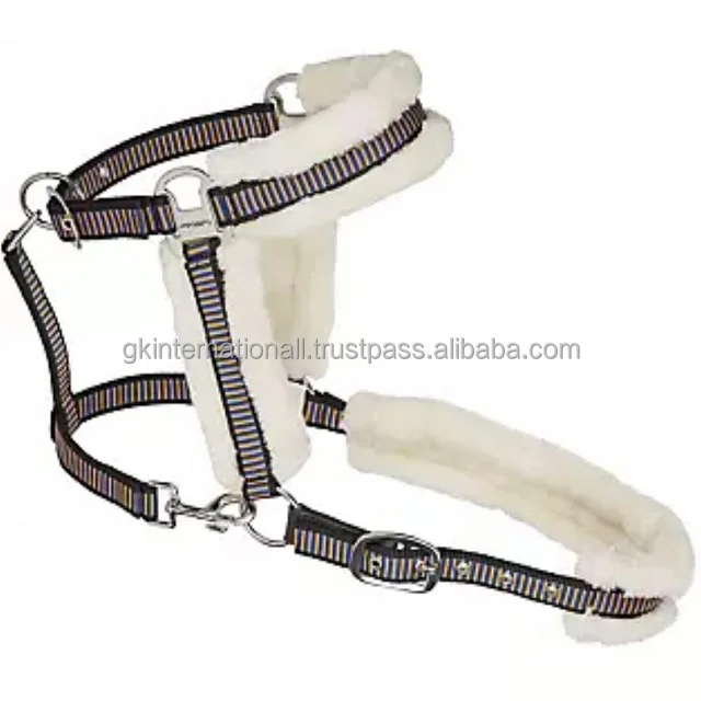 High quality Premium Mink Fleece padding Nylon Horse halter with solid stainless steel rust free adjustable hardware halter