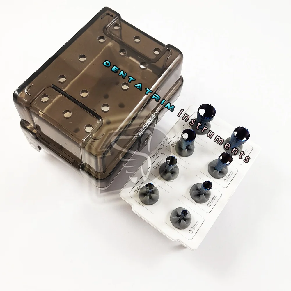 New Design Dental Trephine Drills Kit Custom Logo Wholesale Implant Trephine Burs Titanium Coated CE Dentistry Instruments