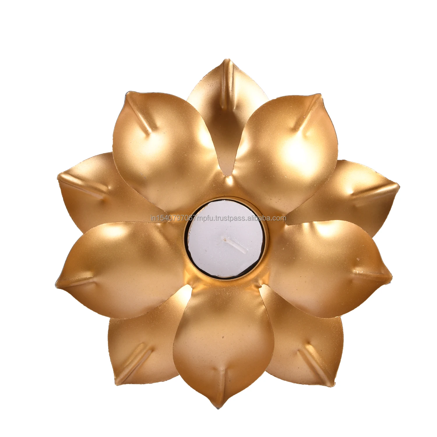 Handcrafted Tabletop Iron Lotus Flower Tealight Candle Holder Elegant Stand for Home Decoration and Candle Jars